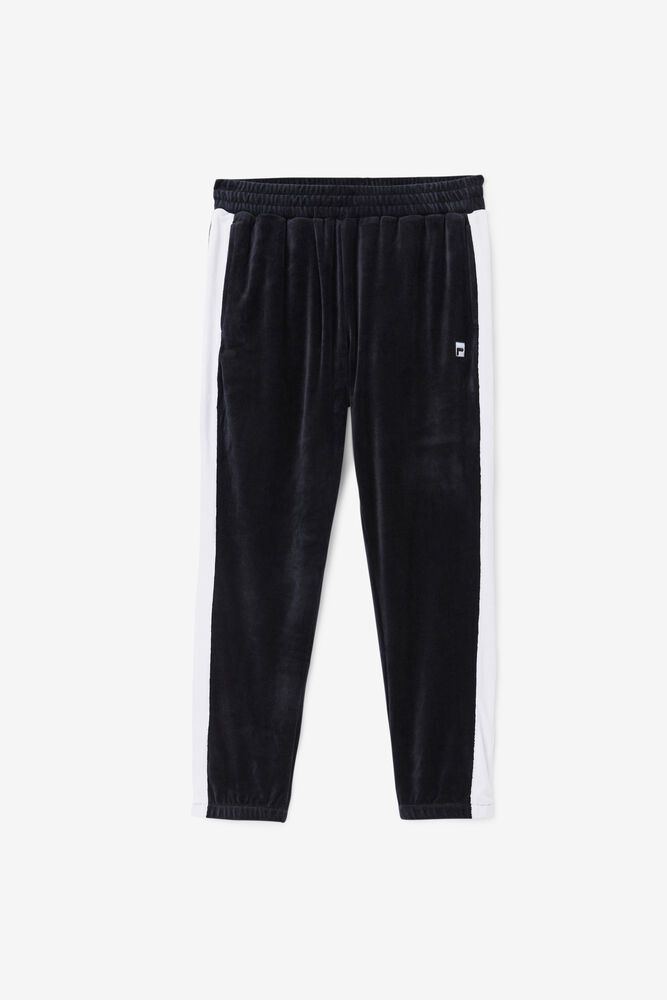 Fila Pants Brice Velour Mens Black - India OZD-973154